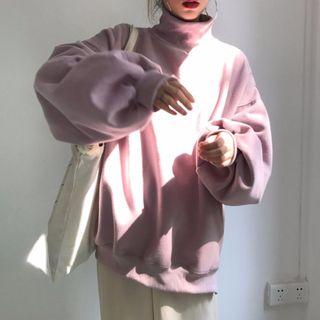 Turtleneck Lantern-sleeve Sweatshirt