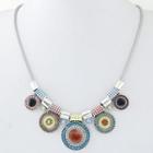 Alloy Disc Pendant Necklace Silver - One Size