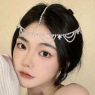 Rhinestone Headpiece White & Silver - One Size