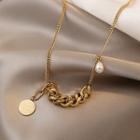 Chunky Chain Faux Pearl Pendant Stainless Steel Necklace