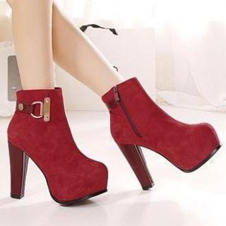 Buckled High-heel Ankle Boots