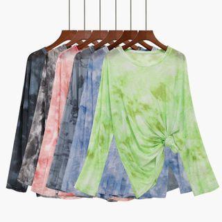 Round-neck Two Tone Tie-dye Oversized Top