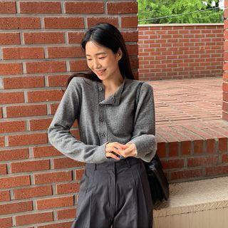 Side-button Woolen Knit Cardigan