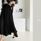 Flared Maxi Satin Skirt Black - One Size