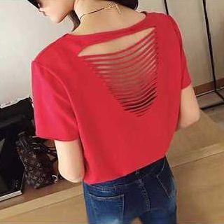 Short-sleeve Ripped Back T-shirt