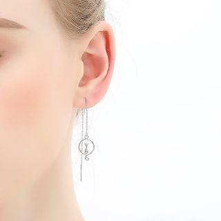 925 Sterling Silver Cat Dangle Earring With Gift Box - 1 Pair - Silver - One Size