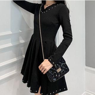 Lace-up Back Beaded Mini Dress