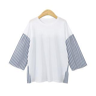 Stripe Panel Boxy Long-sleeve T-shirt
