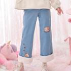 Dog Embroidered Cropped Jeans