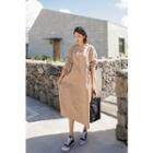 Pocket-detail Frey-trim Long Dress