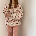 Cherry Embroidered Fleece Pullover