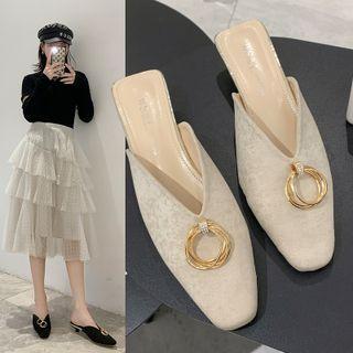 Buckle Kitten Heel Mules