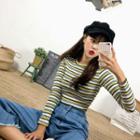 Ribbed Stripe Slim-fit T-shirt