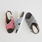Stripe Cross-strap Slingback Slide Sandals