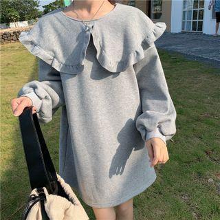 Ruffle Trim Collar Mini Shift Dress
