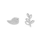925 Sterling Silver Bird & Leaf Dangle Earring 1 Pair - As Shown In Figure - One Size
