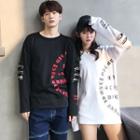 Couple Matching Lettering Distressed Pullover