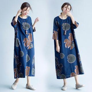 Printed Loose-fit Midi Dress