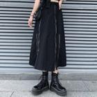 Zip Midi A-line Skirt