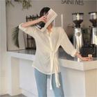 Knot-front Sheer Blouse