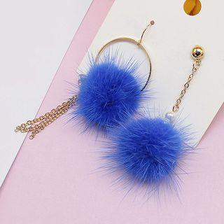 Non-matching Pom Pom Dangle Earring As Shown In Figure - One Size