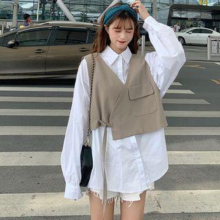 Tie Waist Vest / Plain Shirt