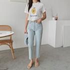 Flat-front Cropped Jeans