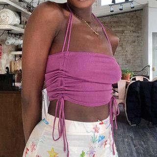 Drawstring Halter Camisole Top