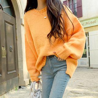 Colored Slit-side Perforated Boxy Sweater