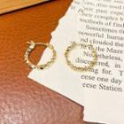 Geometric Bead Alloy Hoop Earring 01# - 1 Pair - Gold - One Size