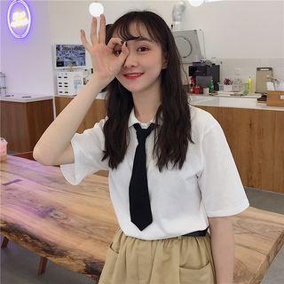 Neck Tie Short-sleeve Polo Shirt