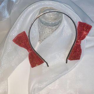 Bow Rhinestone Headband Red - One Size