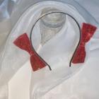Bow Rhinestone Headband Red - One Size
