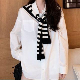Pocket Detail Shirt / Knit Cape