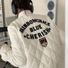 Quilted Lettering Jacket White - One Size