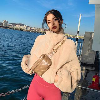 Mock-neck Faux-fur Zip-up Jacket