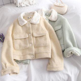 Front Pocket Cropped Button Jacket
