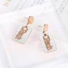 Lettering Square Dangle Earring As Shown In Figure - One Size