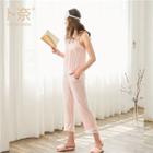 Loungewear Set: Padded Lace Camisole Top + Robe + Pants