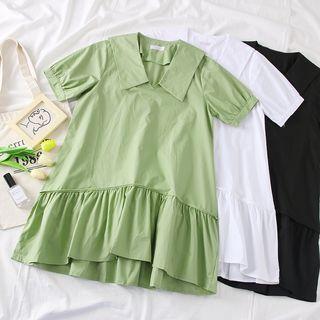 Collared Plain A-line Dress