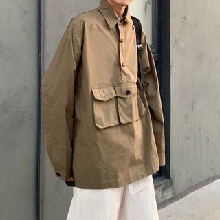 Front Pocket Half-placket Plain Top