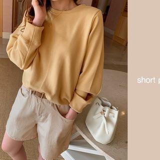 Zip-fly Cotton Shorts Oatmeal - One Size