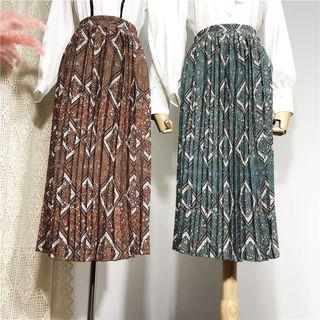 Maxi Printed Accordion Pleat Skirt