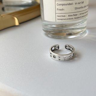 Cutout Sterling Silver Open Ring 1pc - Silver - One Size