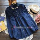 Embroidered Pintuck Shirt