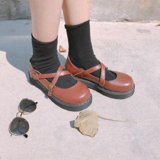 Chunky Heel Cross Strap Mary Jane Shoes