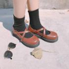 Chunky Heel Cross Strap Mary Jane Shoes