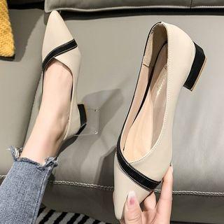 Chunky Heel Two-tone Pumps