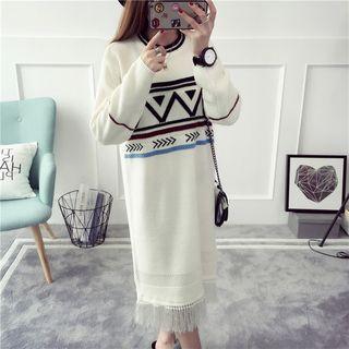 Fringed Midi Sweater Dress