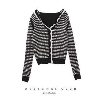 Plaid Frill Trim Cardigan
